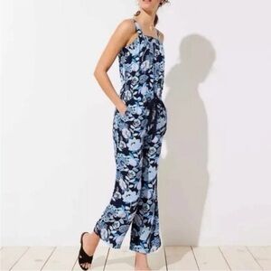 LOFT Navy Floral Jumpsuit